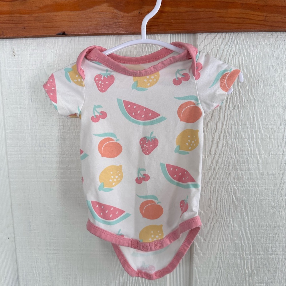 Monica + Andy Organic Cotton Fruit Print Kids Short Sleeve Summer One Piece
